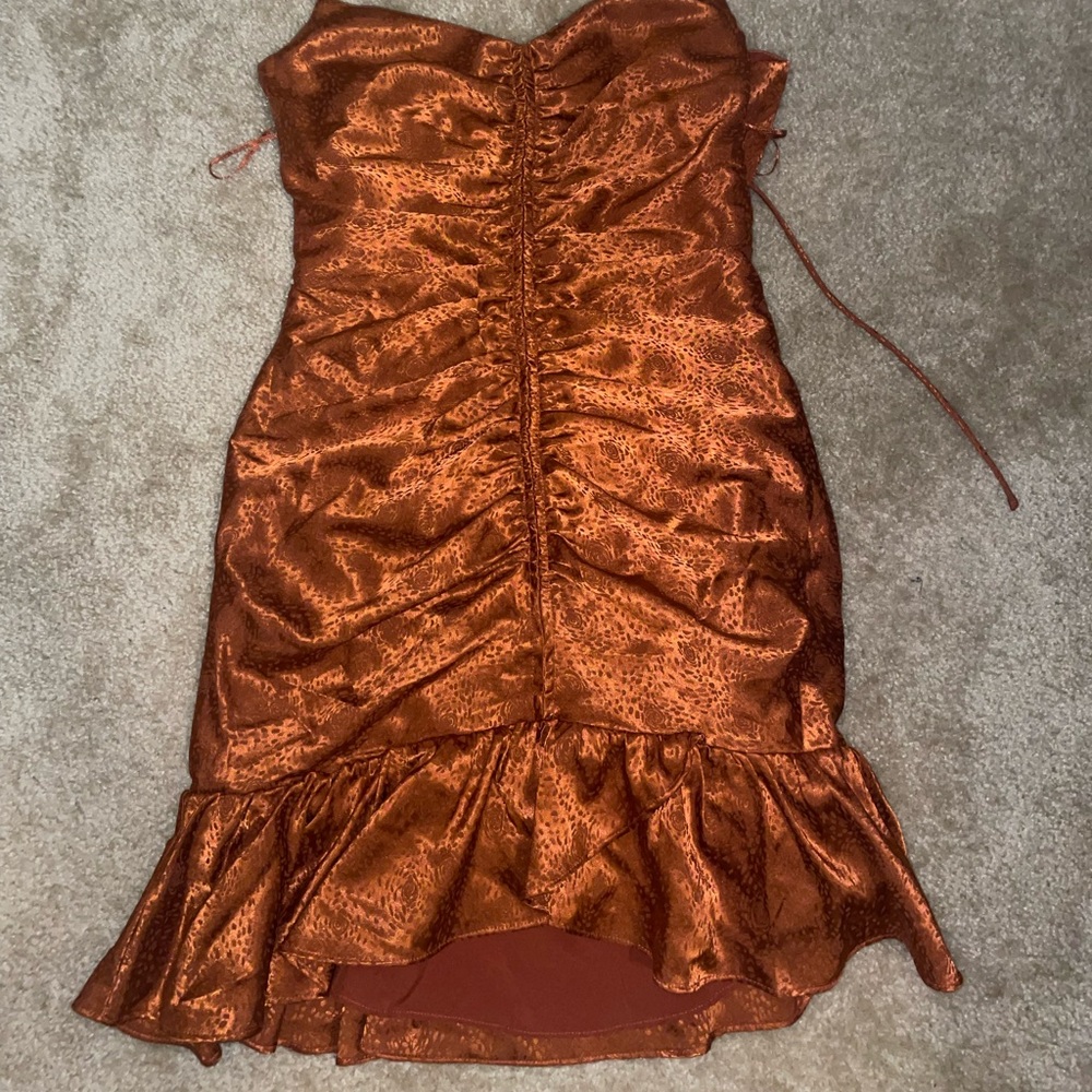 Astr Rust Cinched Ruffle Dress - image 8